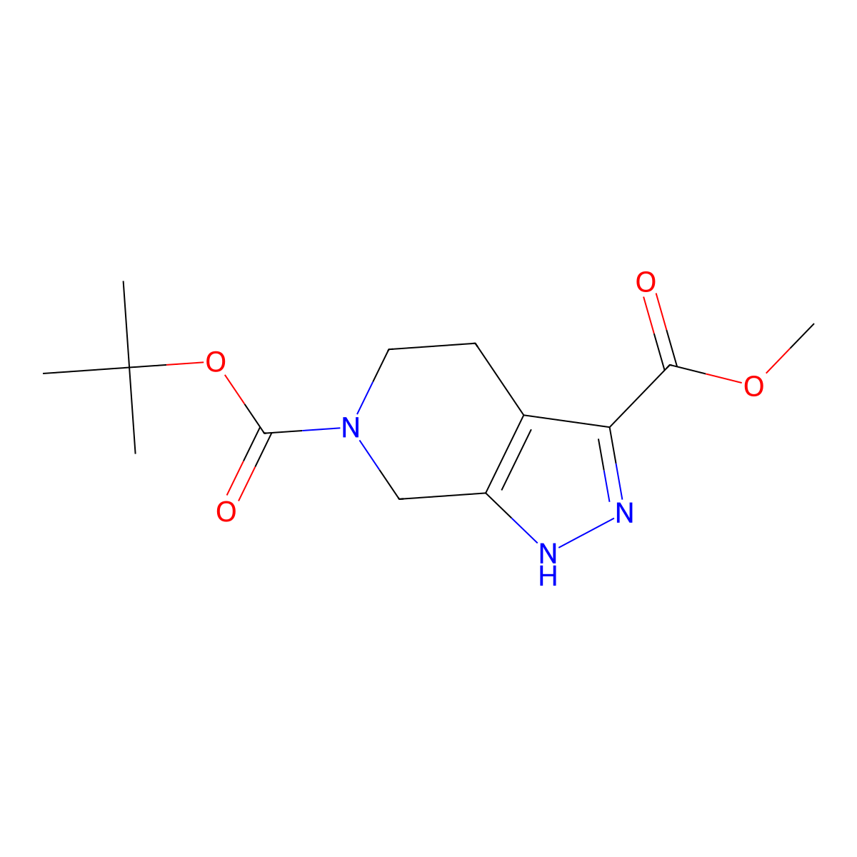 6-tert-butyl 3-methyl 1H,4H,5H,6H,7H-pyrazolo(3,4-c)pyridine-3,6-dicarboxylate molecular structure, CAS 1206248-72-7