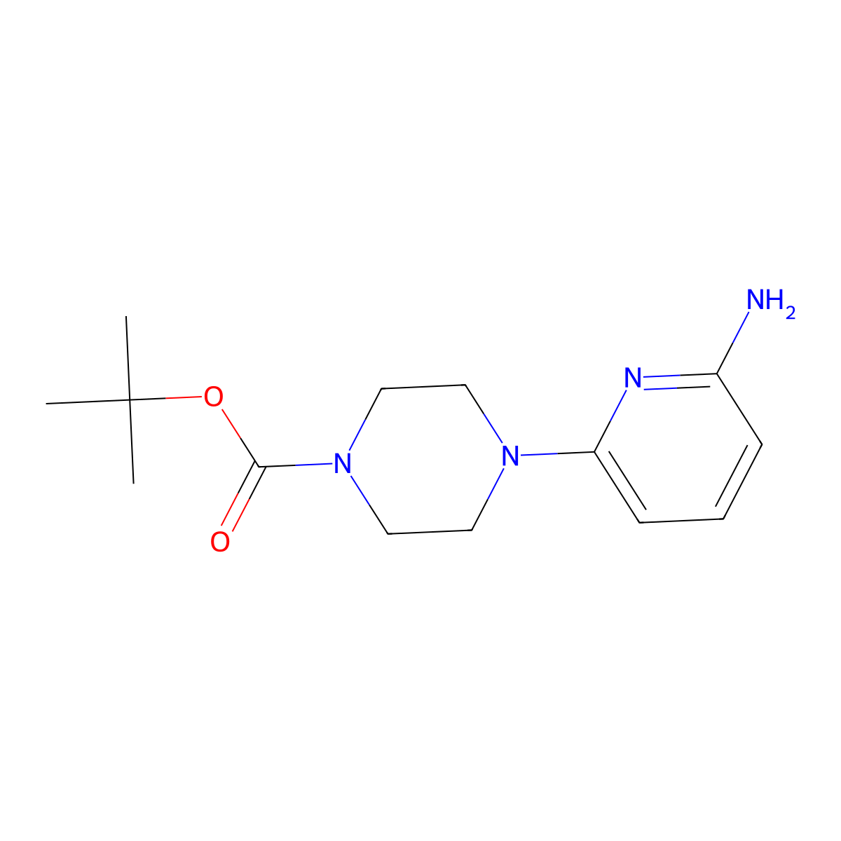 Tert-butyl 4-(6-aminopyridin-2-yl)piperazine-1-carboxylate molecular structure, CAS 1206248-85-2
