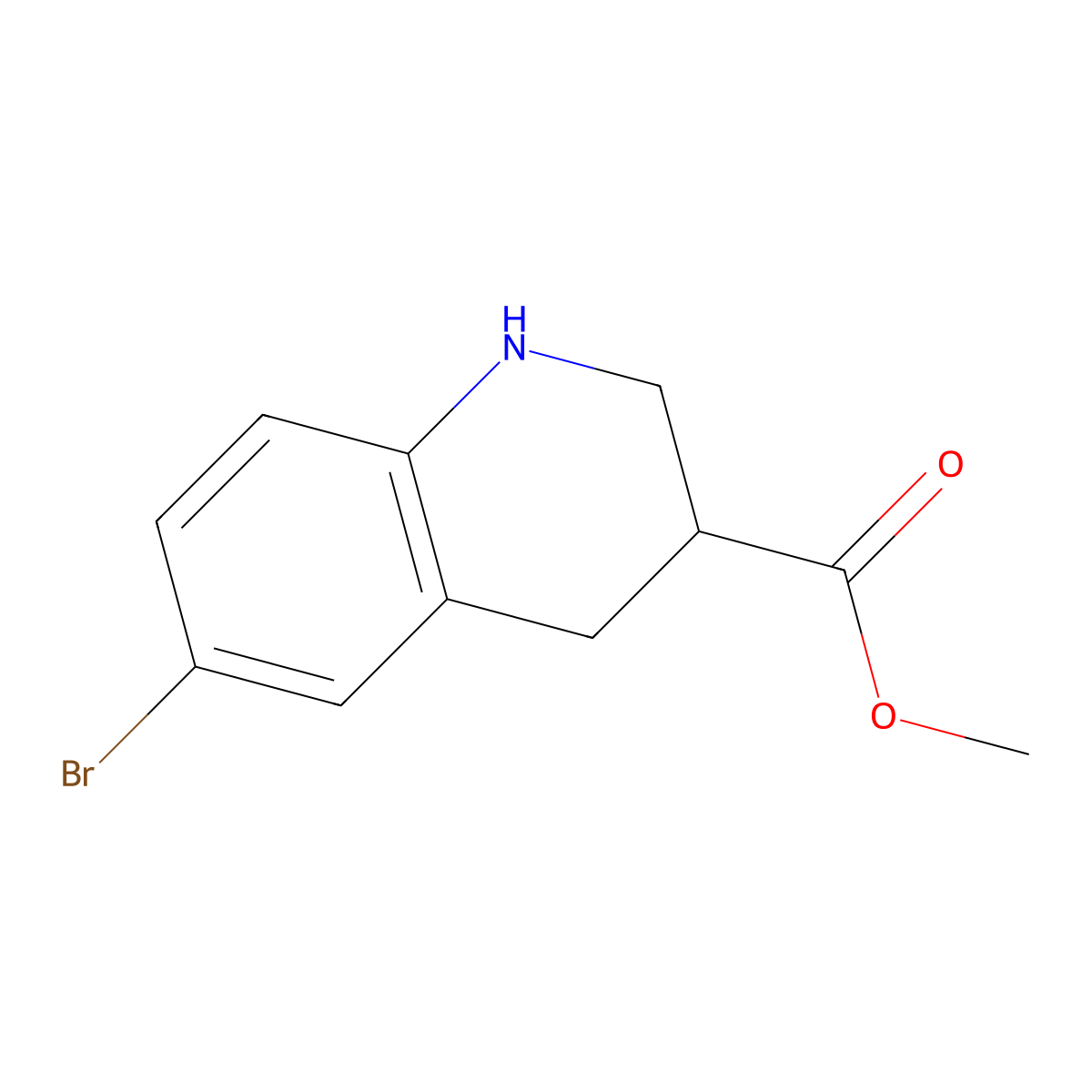Methyl 6-bromo-1,2,3,4-tetrahydroquinoline-3-carboxylate molecular structure, CAS 1206248-89-6