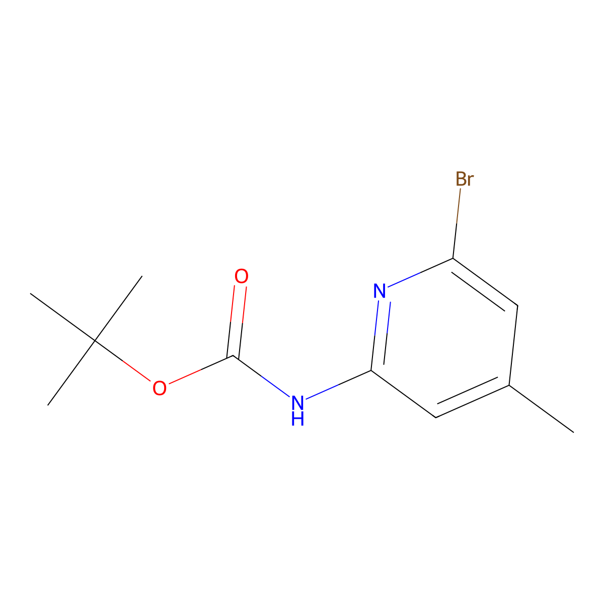 Tert-butyl 6-bromo-4-methylpyridin-2-ylcarbamate molecular structure, CAS 1206249-13-9