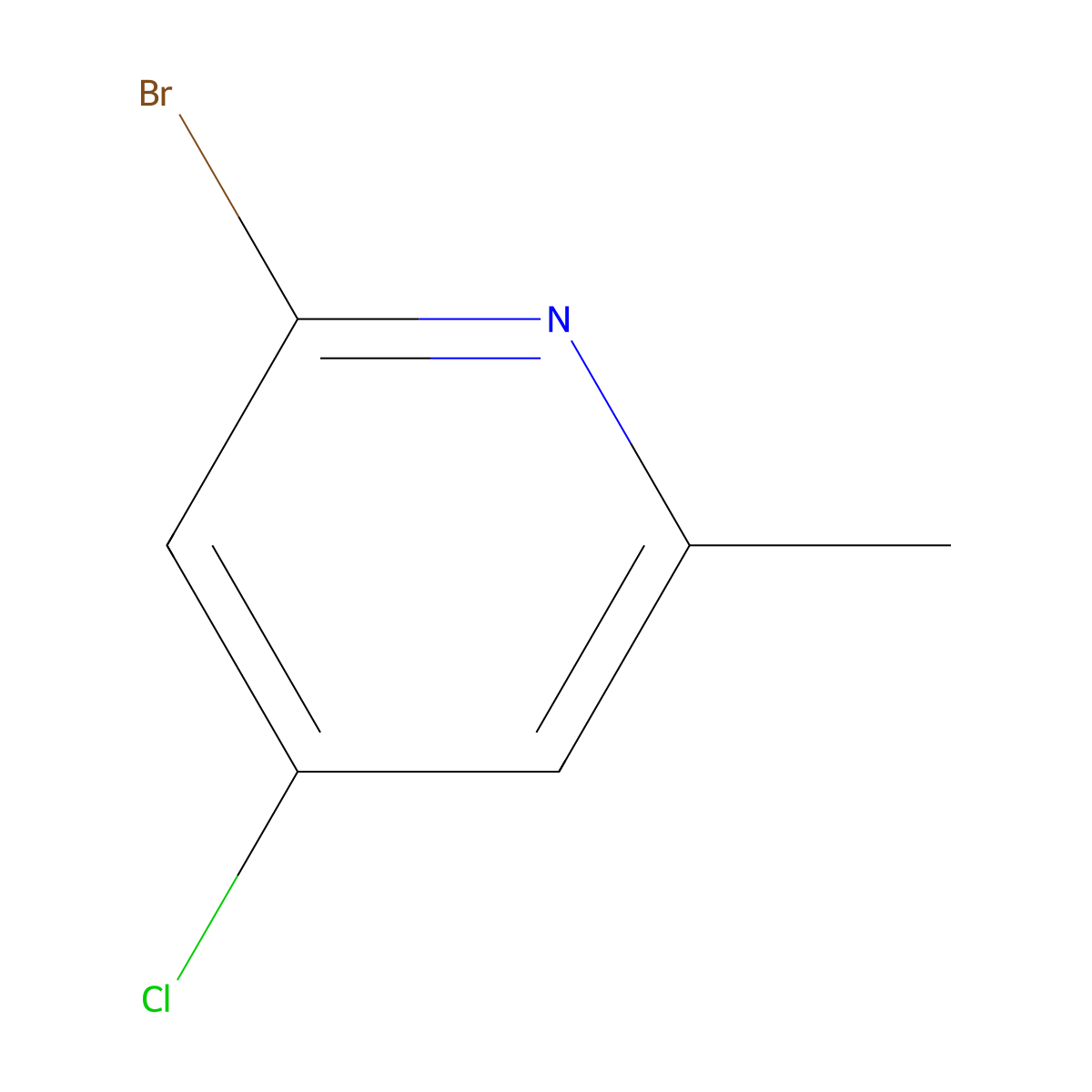2-Bromo-4-chloro-6-methylpyridine molecular structure, CAS 1206249-38-8