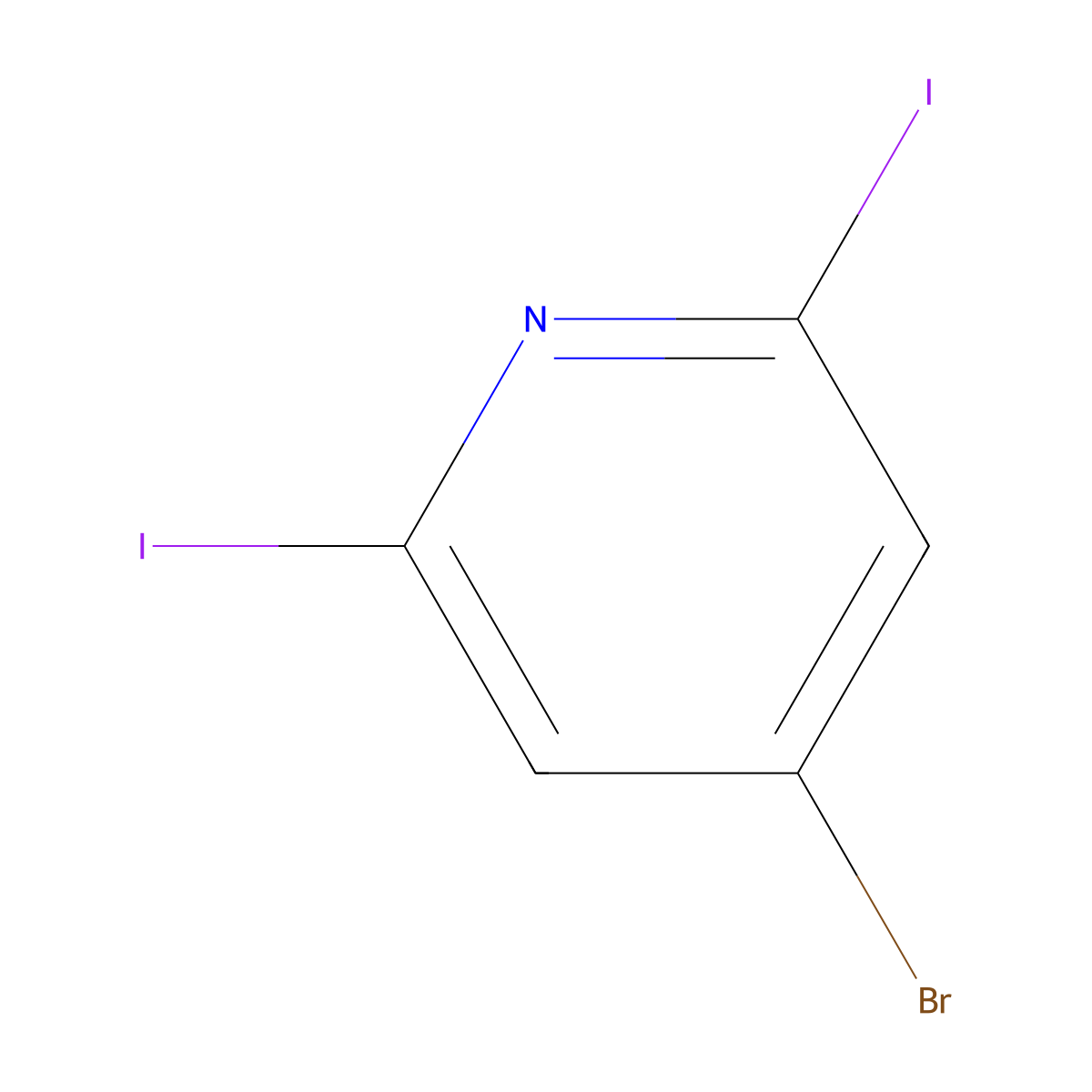 4-Bromo-2,6-diiodopyridine molecular structure, CAS 1206249-77-5
