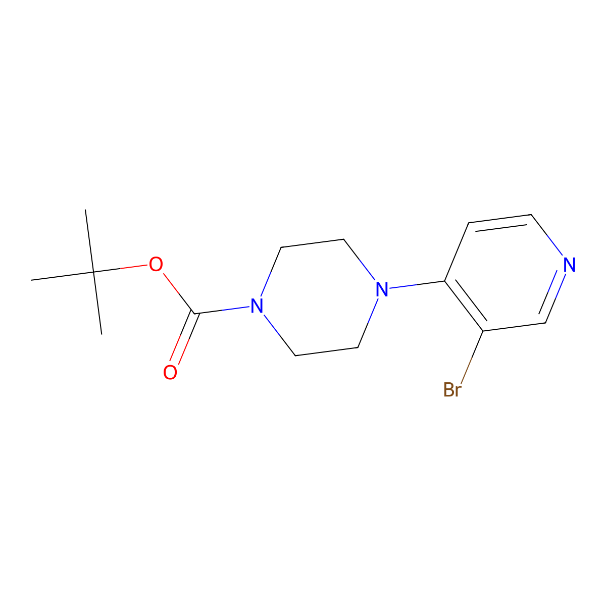 tert-Butyl 4-(3-bromopyridin-4-yl)piperazine-1-carboxylate molecular structure, CAS 1206250-63-6