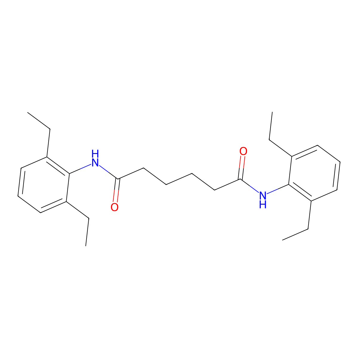 N,N'-bis(2,6-diethylphenyl)hexanediamide molecular structure, CAS 120639-41-0