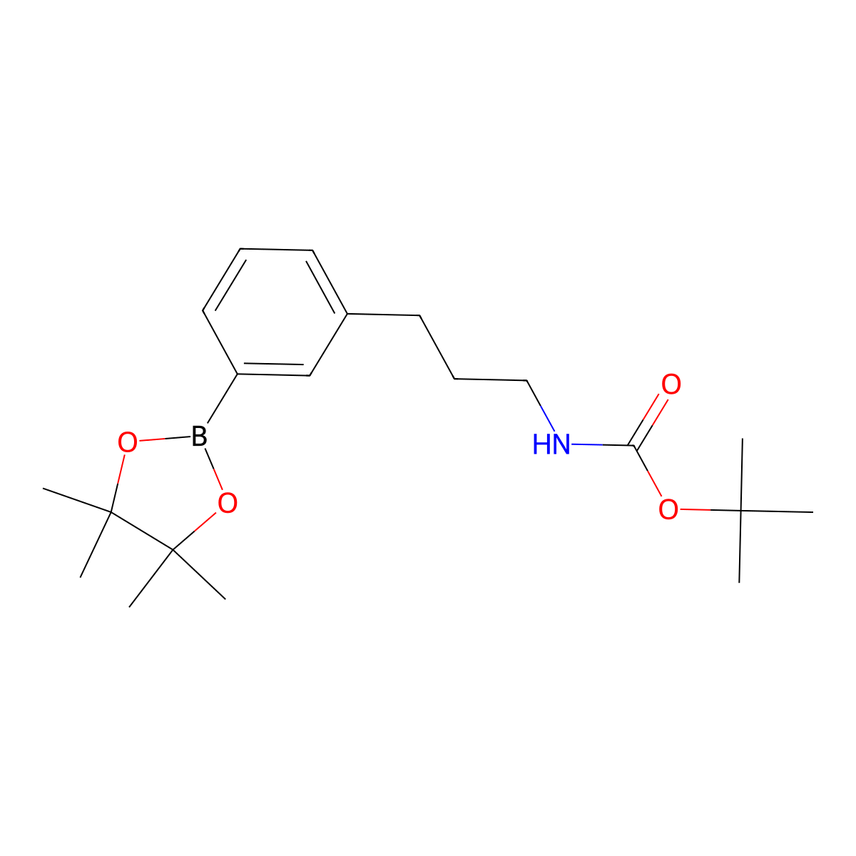 3-(3-(Tert-butoxycarbonylamino)propyl)phenylboronic acid pinacol ester molecular structure, CAS 1206480-72-9
