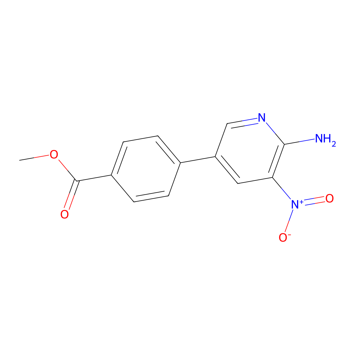 Methyl 4-(6-amino-5-nitropyridin-3-yl)benzoate molecular structure, CAS 1206523-75-2