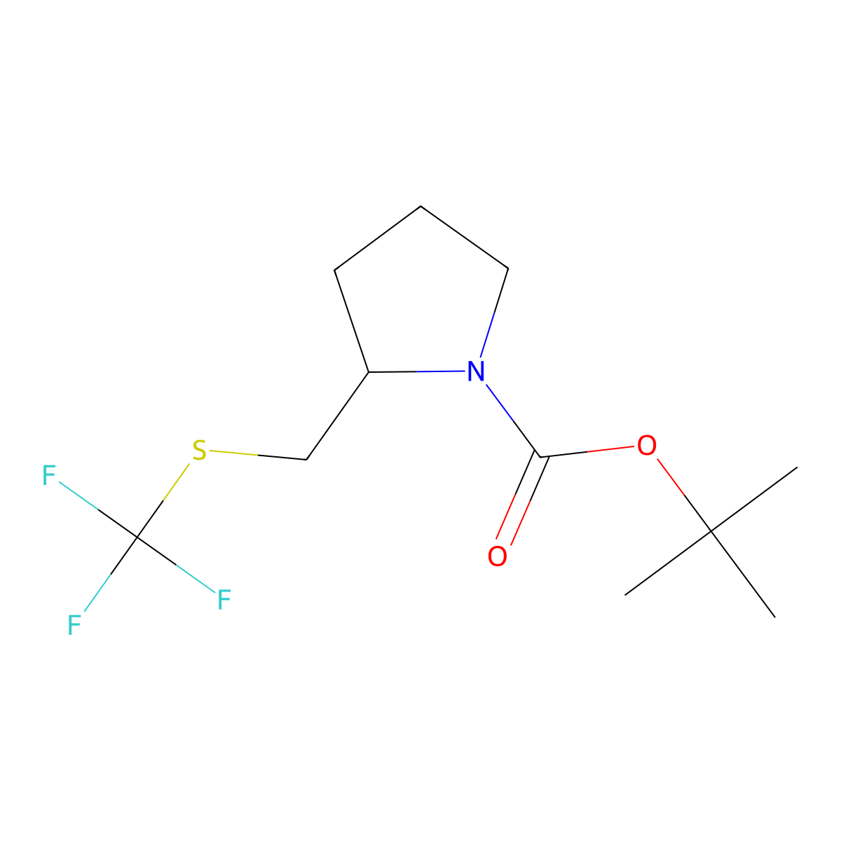 2-Trifluoromethylsulfanylmethylpyrrolidine-1-carboxylicacid tert-butyl ester molecular structure, CAS 1206523-85-4
