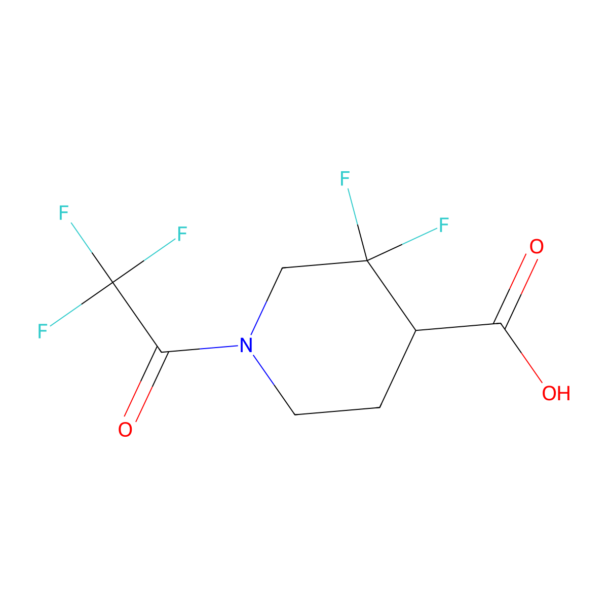 3,3-Difluoro-1-(trifluoroacetyl)piperidine-4-carboxylic acid molecular structure, CAS 1206540-54-6