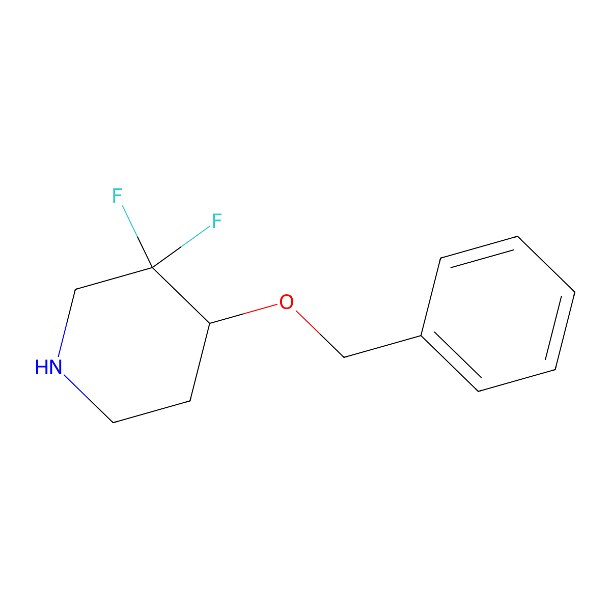 4-(Benzyloxy)-3,3-difluoropiperidine molecular structure, CAS 1206540-59-1