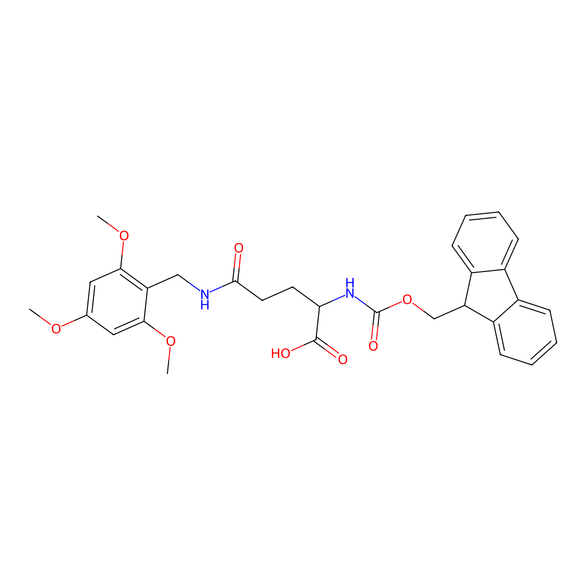 N2-[(9H-Fluoren-9-ylmethoxy)carbonyl]-N-[(2,4,6-trimethoxyphenyl)methyl]-L-glutamine molecular structure, CAS 120658-64-2