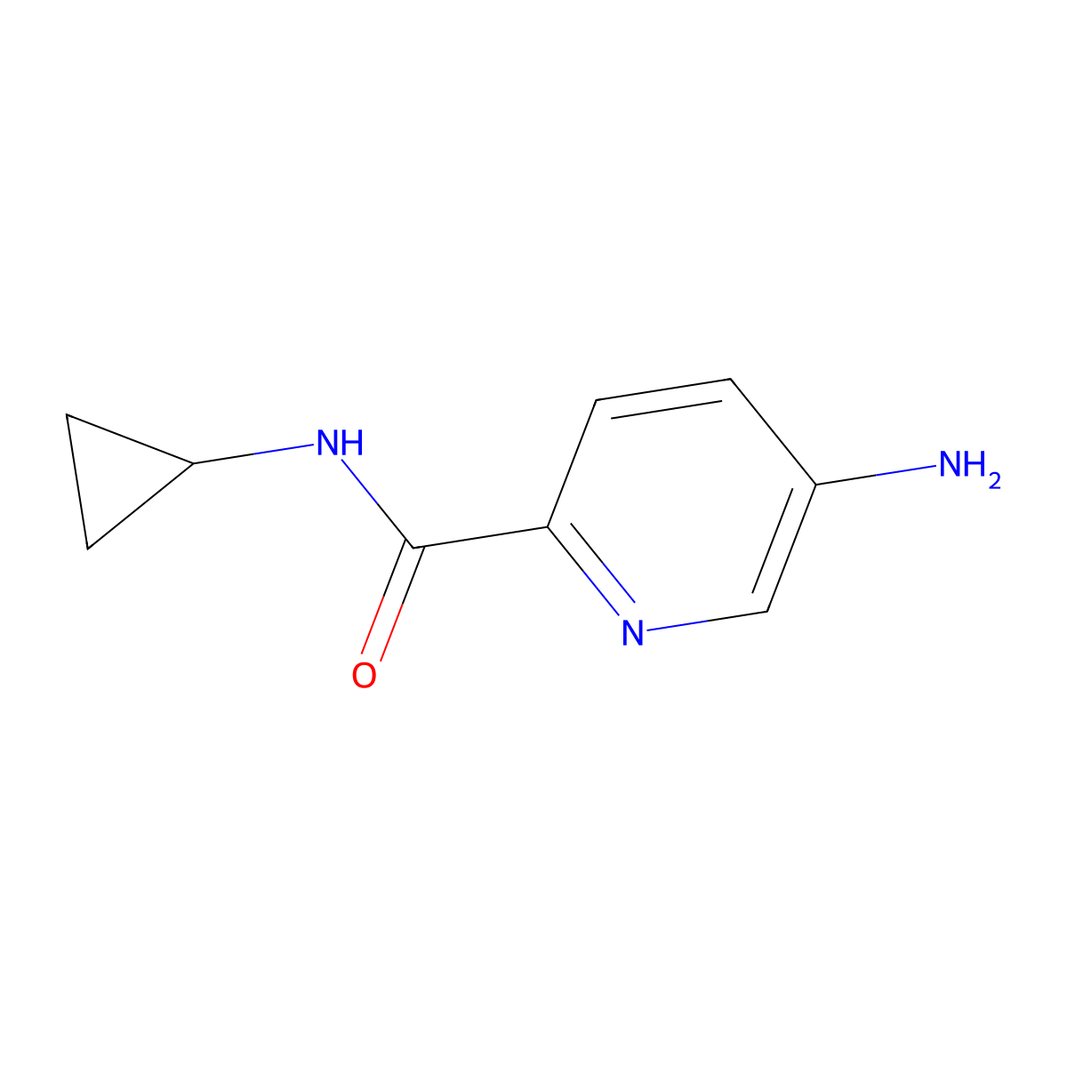 5-amino-N-cyclopropylpyridine-2-carboxamide molecular structure, CAS 1206592-83-7