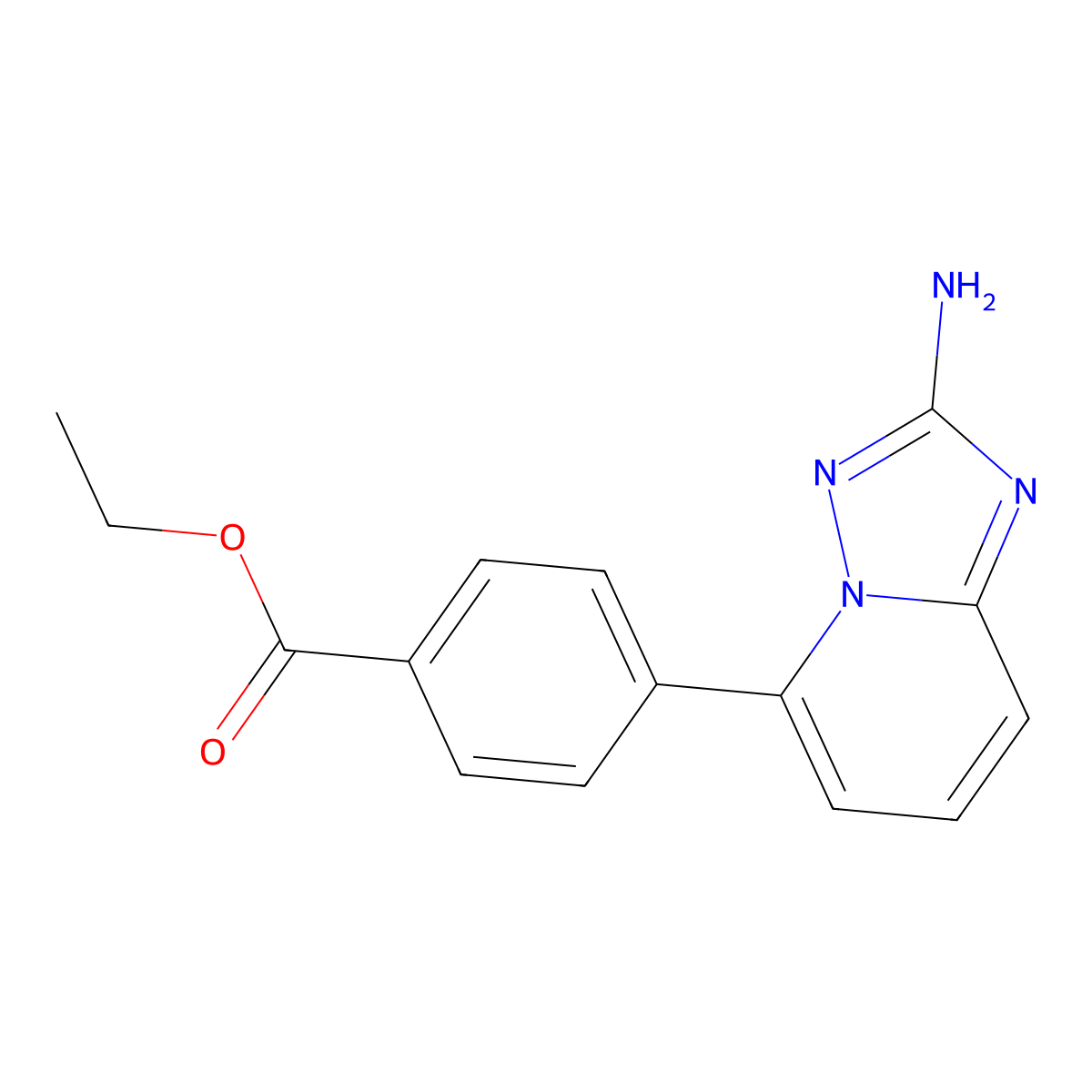 Ethyl 4-(2-amino[1,2,4]triazolo[1,5-a]pyridin-5-yl)benzoate molecular structure, CAS 1206594-04-8