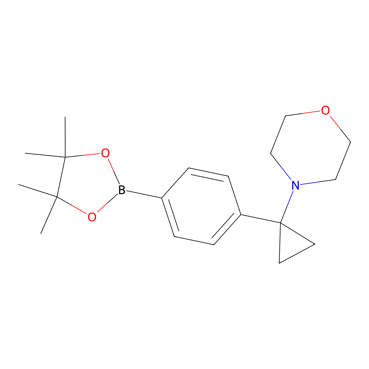 4-(1-(4-(4,4,5,5-Tetramethyl-1,3,2-dioxaborolan-2-yl)phenyl)cyclopropyl)morpholine molecular structure, CAS 1206594-08-2