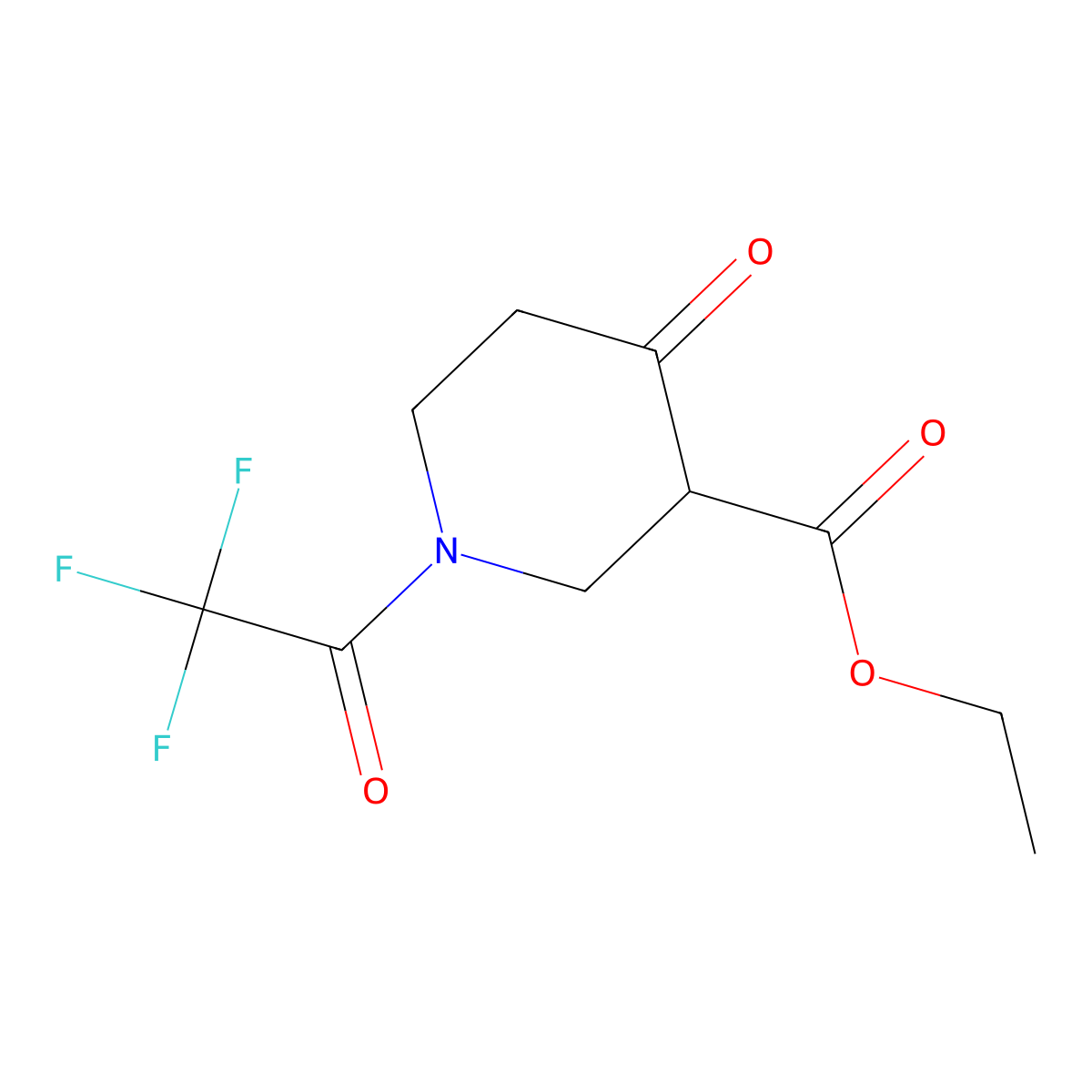Ethyl 4-oxo-1-(2,2,2-trifluoroacetyl)piperidine-3-carboxylate molecular structure, CAS 1206625-64-0