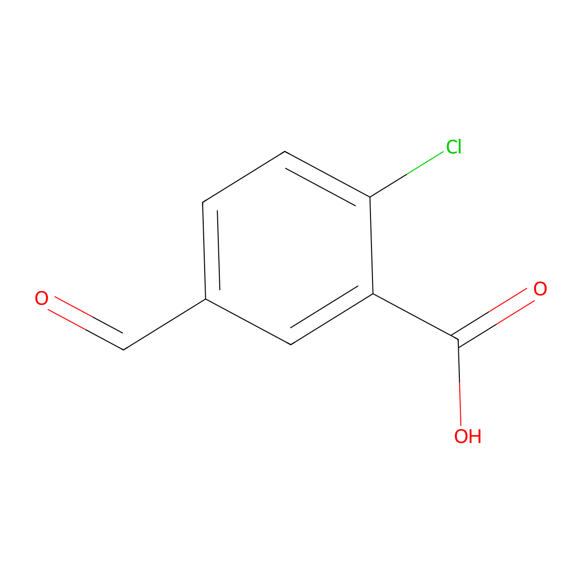 2-Chloro-5-formylbenzoic acid molecular structure, CAS 1206625-81-1