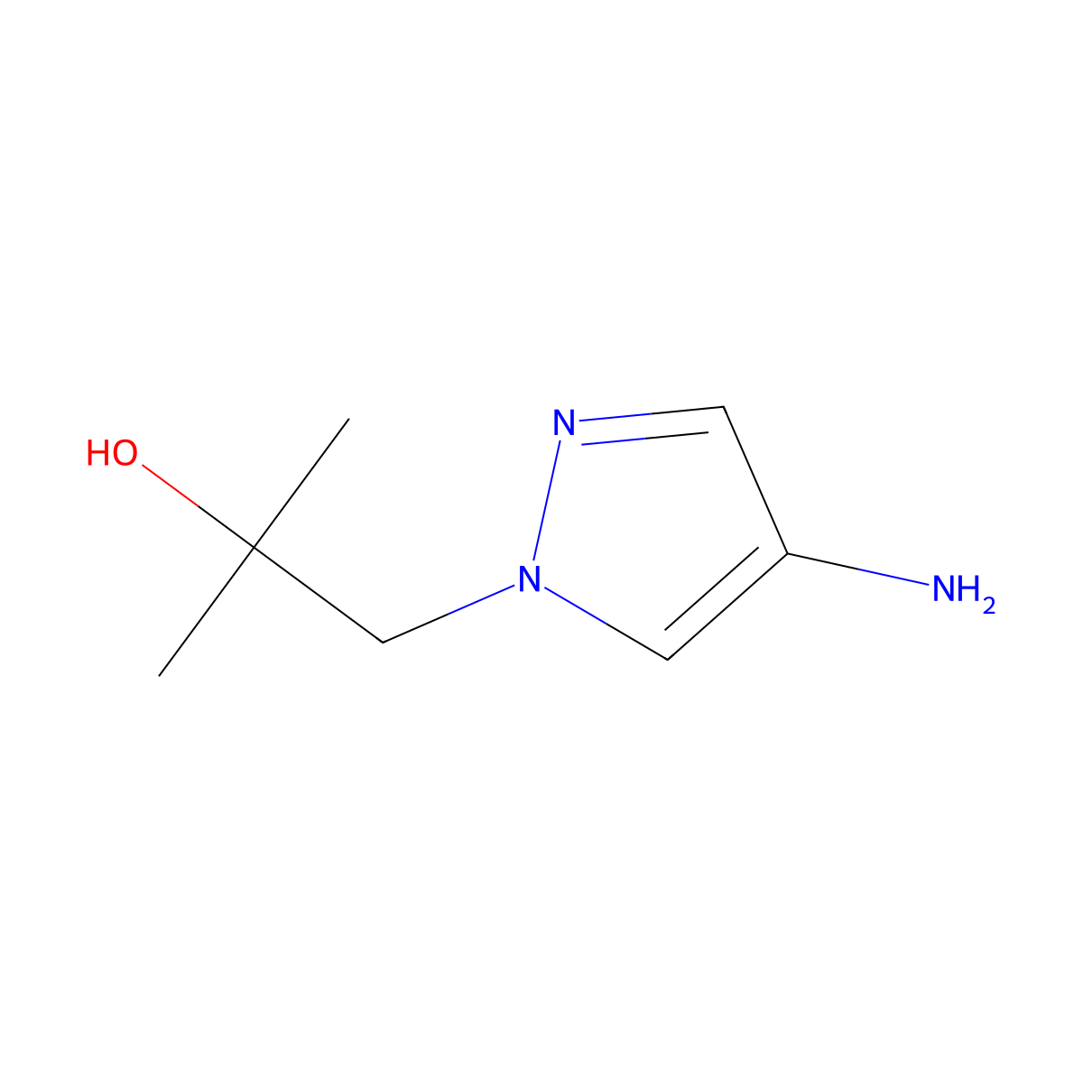 1-(4-amino-1H-pyrazol-1-yl)-2-methylpropan-2-ol molecular structure, CAS 1206640-59-6