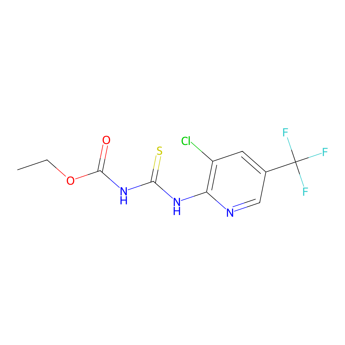 ethyl N-((3-chloro-5-(trifluoromethyl)pyridin-2-yl)carbamothioyl)carbamate molecular structure, CAS 1206641-15-7