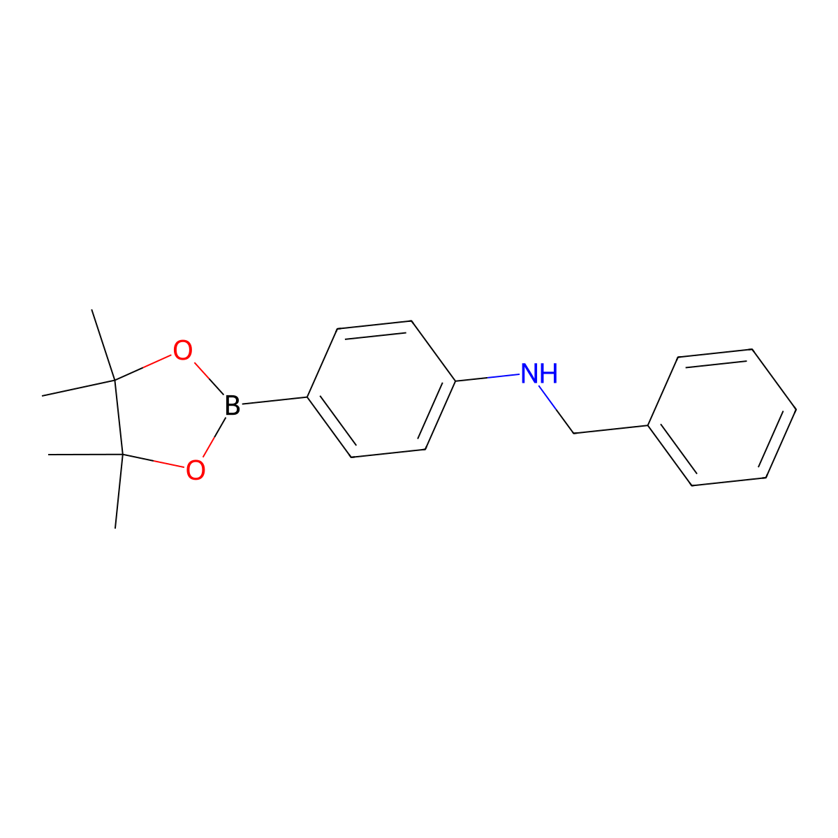 N-benzyl-4-(4,4,5,5-tetramethyl-1,3,2-dioxaborolan-2-yl)aniline molecular structure, CAS 1206641-18-0