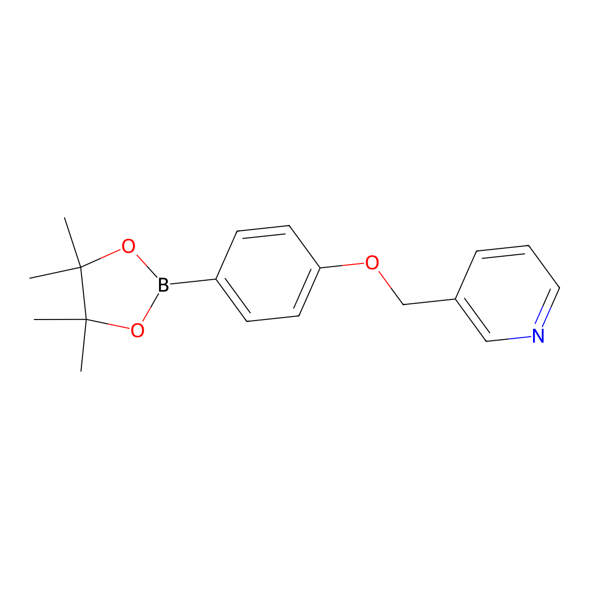 3-[[4-(4,4,5,5-Tetramethyl-1,3,2-dioxaborolan-2-yl)phenoxy]methyl]pyridine molecular structure, CAS 1206641-19-1