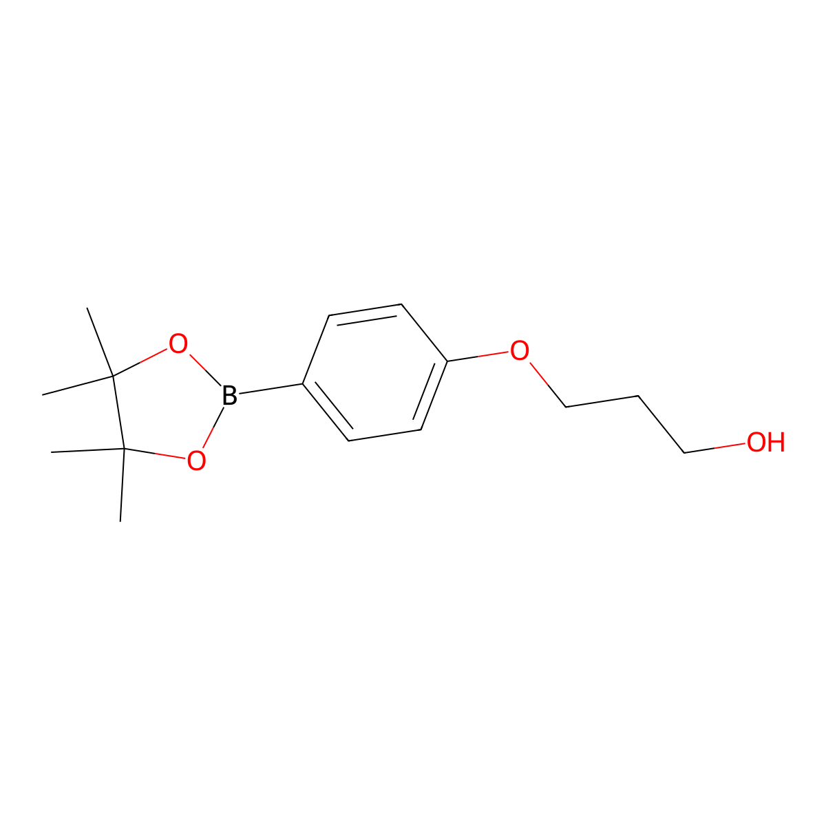 3-[4-(Tetramethyl-1,3,2-dioxaborolan-2-yl)phenoxy]propan-1-ol molecular structure, CAS 1206641-20-4