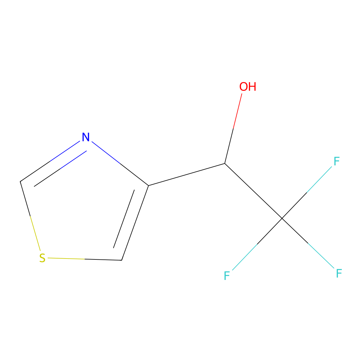 2,2,2-Trifluoro-1-(thiazol-4-yl)ethanol molecular structure, CAS 1206673-53-1
