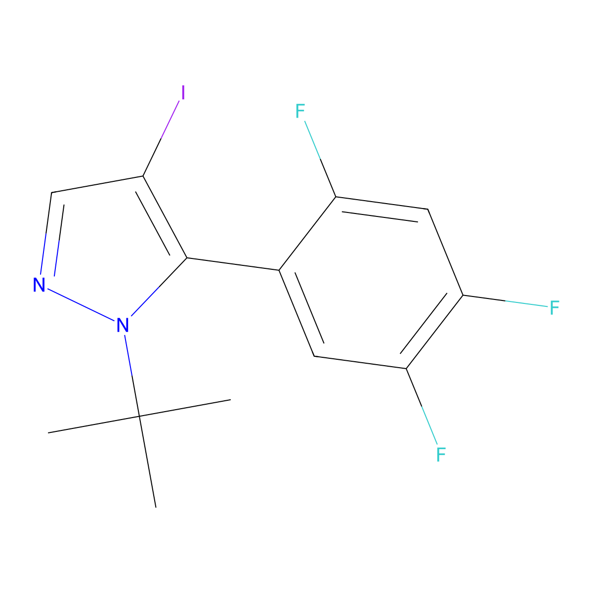 1-(tert-Butyl)-4-iodo-5-(2,4,5-trifluorophenyl)-1H-pyrazole molecular structure, CAS 1206676-75-6