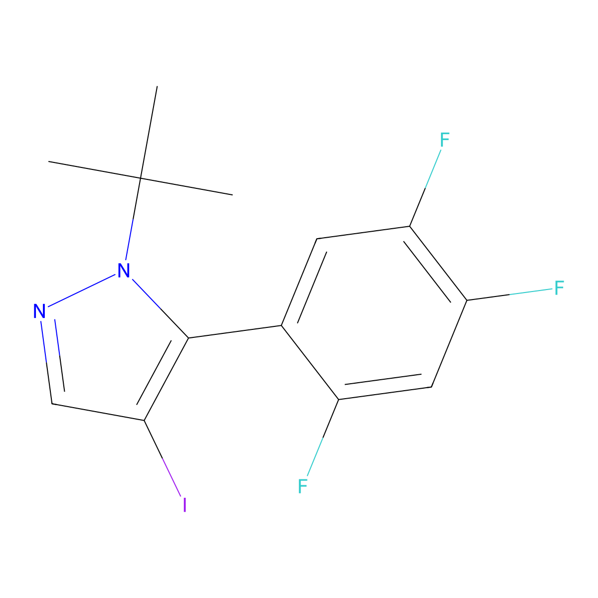 1-(tert-Butyl)-4-iodo-5-(2,4,5-trifluorophenyl)-1H-pyrazole molecular structure, CAS 1206676-75-6