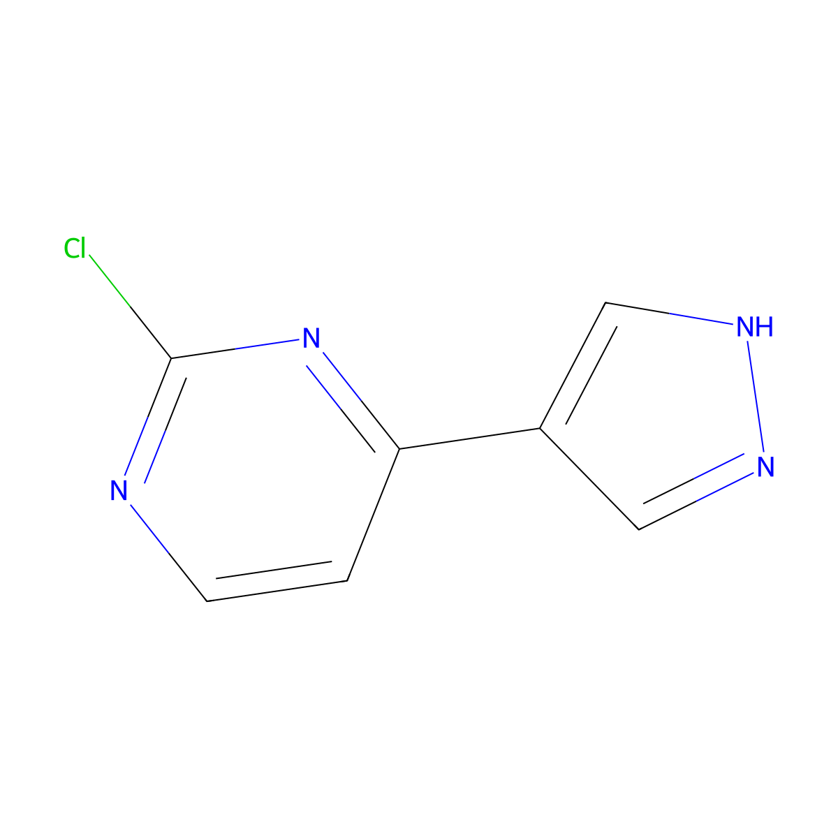 2-chloro-4-(1H-pyrazol-4-yl)pyrimidine molecular structure, CAS 1206679-17-5