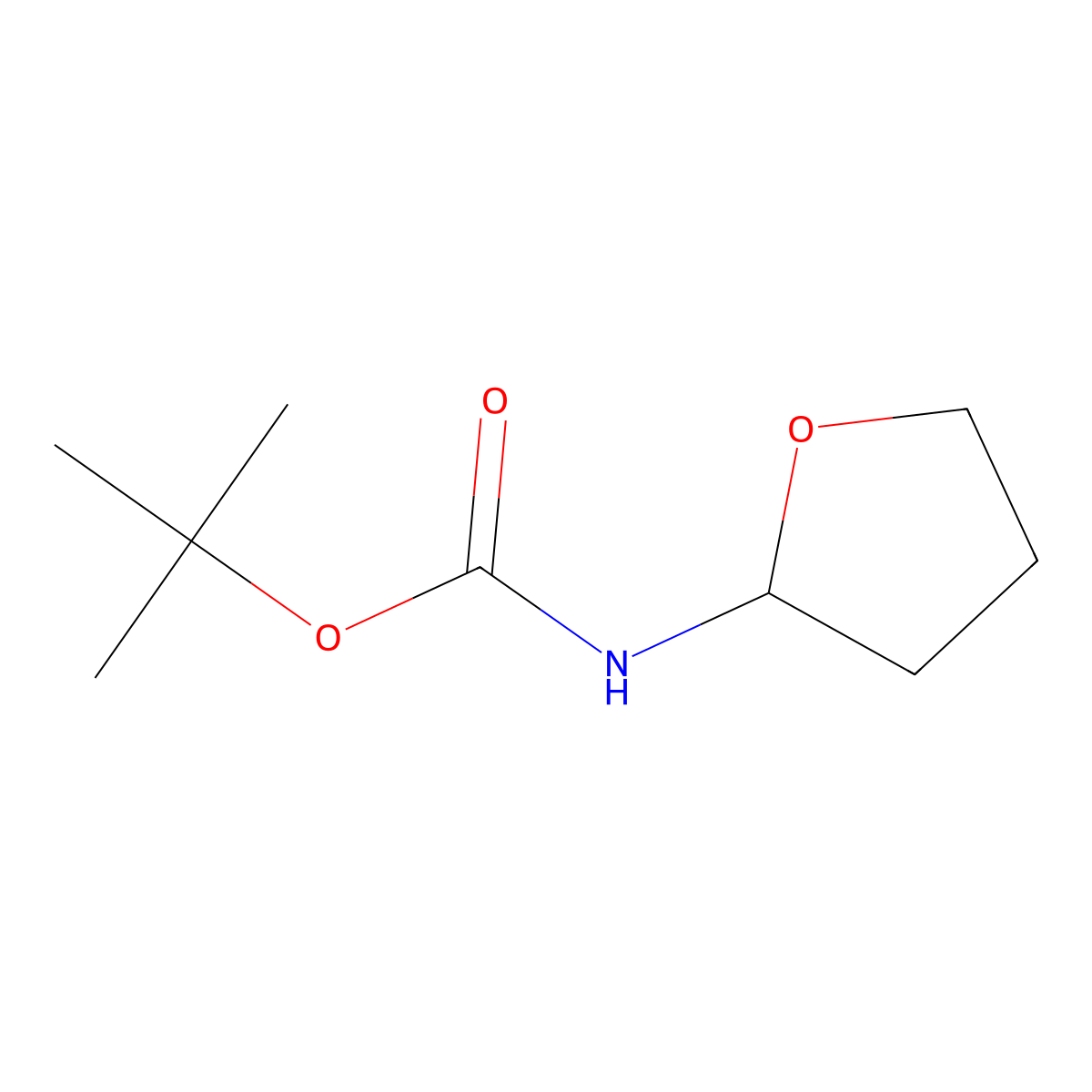 Tert-butyl tetrahydrofuran-2-ylcarbamate molecular structure, CAS 1206680-23-0