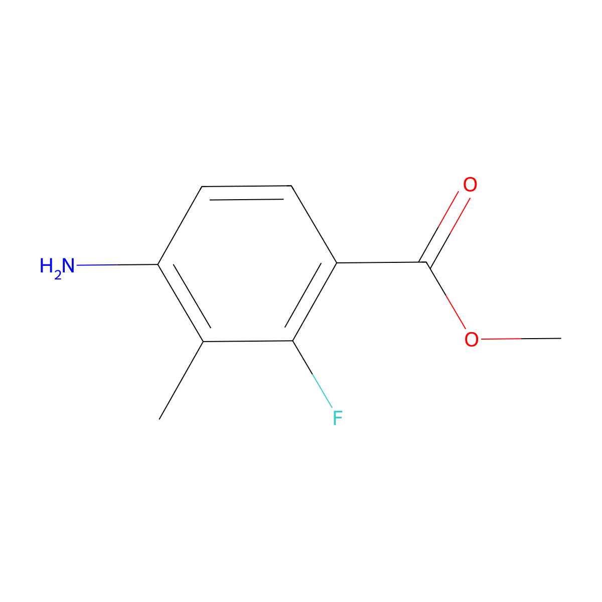 Methyl 4-amino-2-fluoro-3-methylbenzoate molecular structure, CAS 1206680-26-3