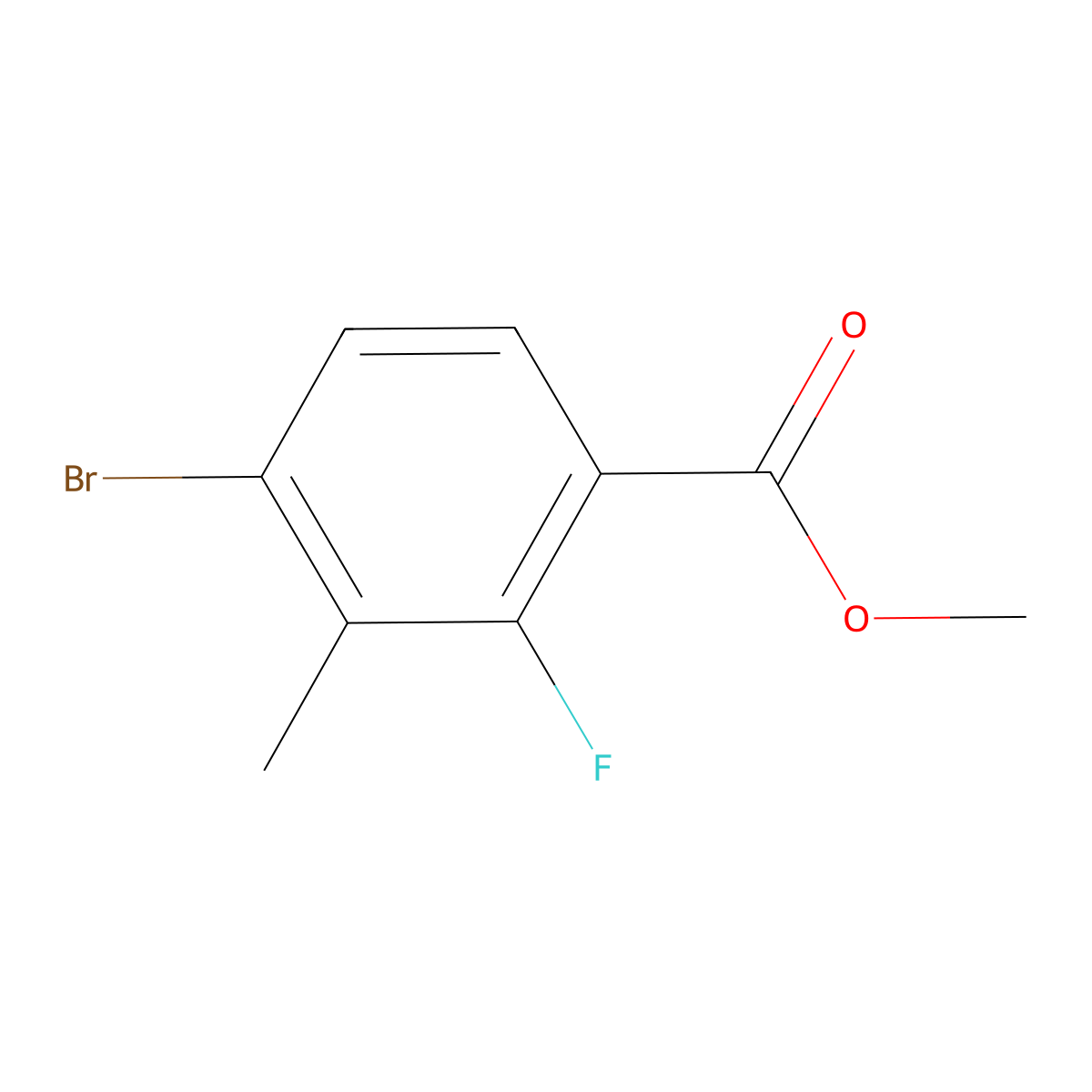 Methyl 4-bromo-2-fluoro-3-methylbenzoate molecular structure, CAS 1206680-27-4