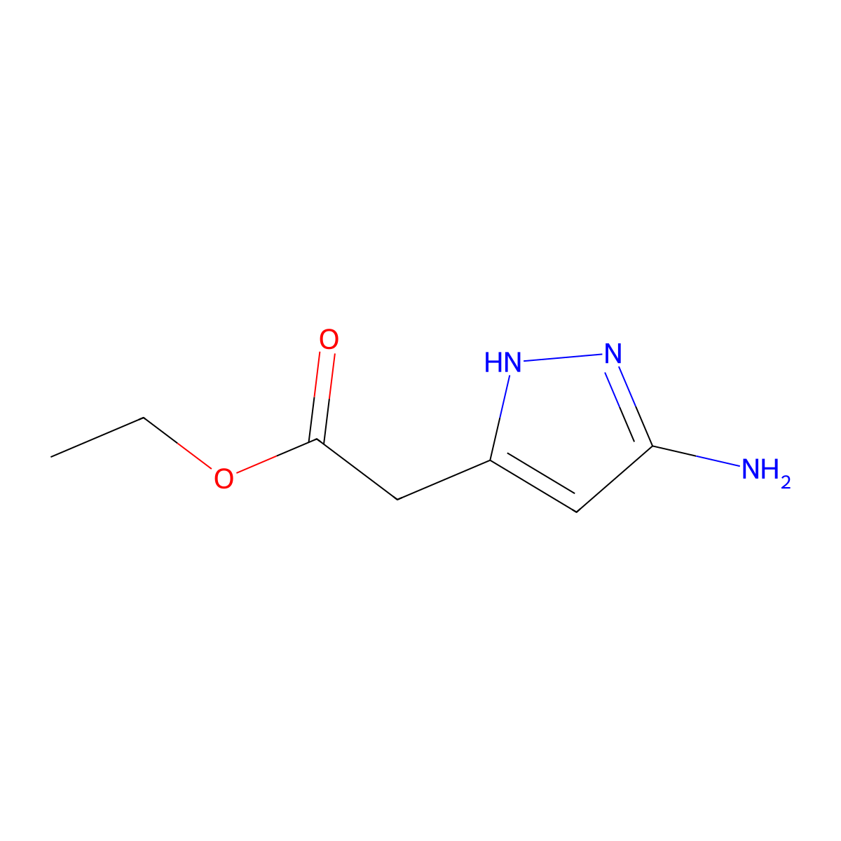 Ethyl 5-amino-1H-pyrazole-3-acetate molecular structure, CAS 1206694-33-8