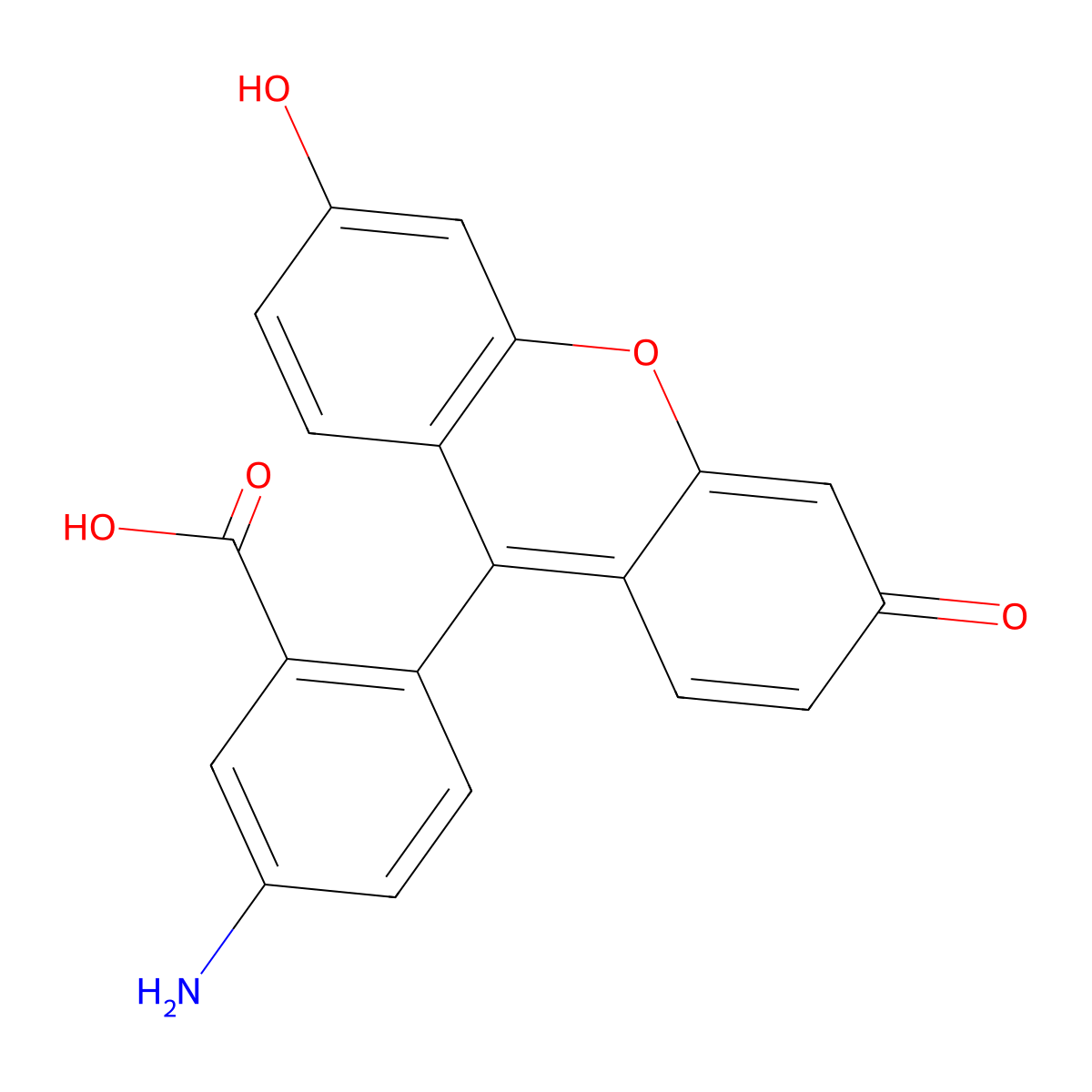 5-Amino-2-(6-Hydroxy-3-Oxo-3h-Xanthen-9-Yl)benzoic Acid molecular structure, CAS 1206698-29-4