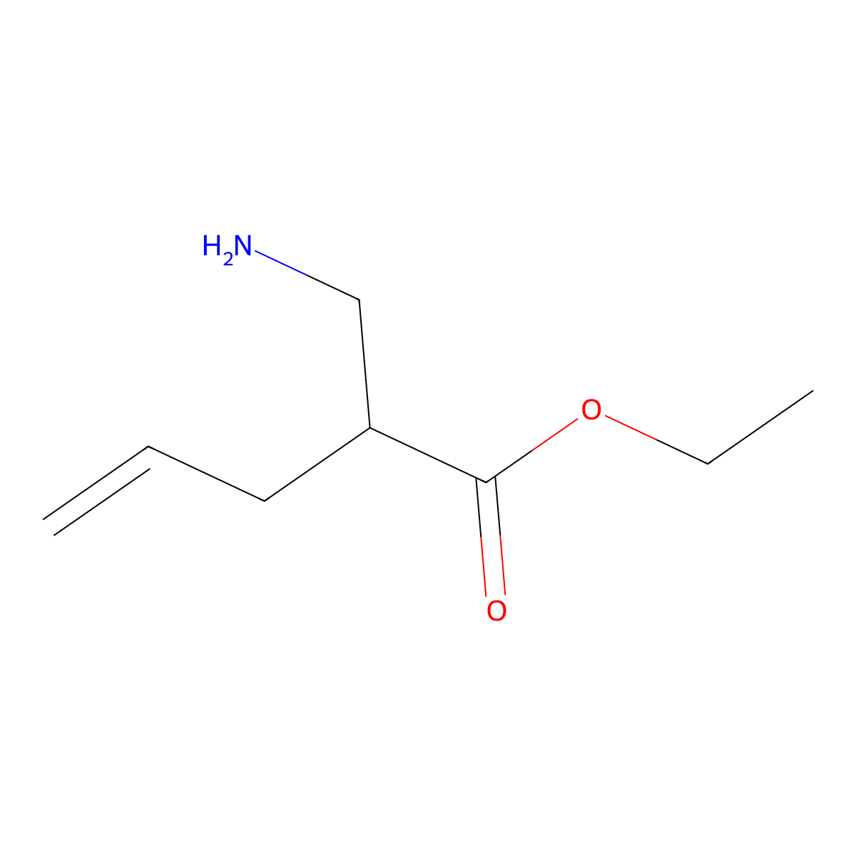 Ethyl 2-(aminomethyl)pent-4-enoate molecular structure, CAS 1206709-14-9