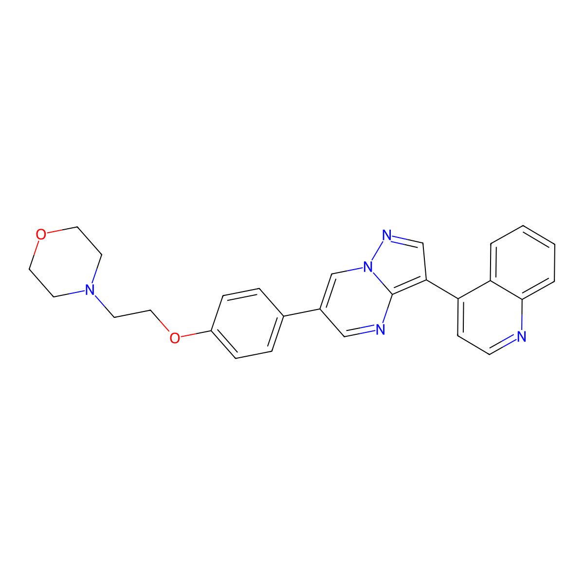4-(2-(4-(3-(Quinolin-4-yl)pyrazolo[1,5-a]pyrimidin-6-yl)phenoxy)ethyl)morpholine molecular structure, CAS 1206711-14-9