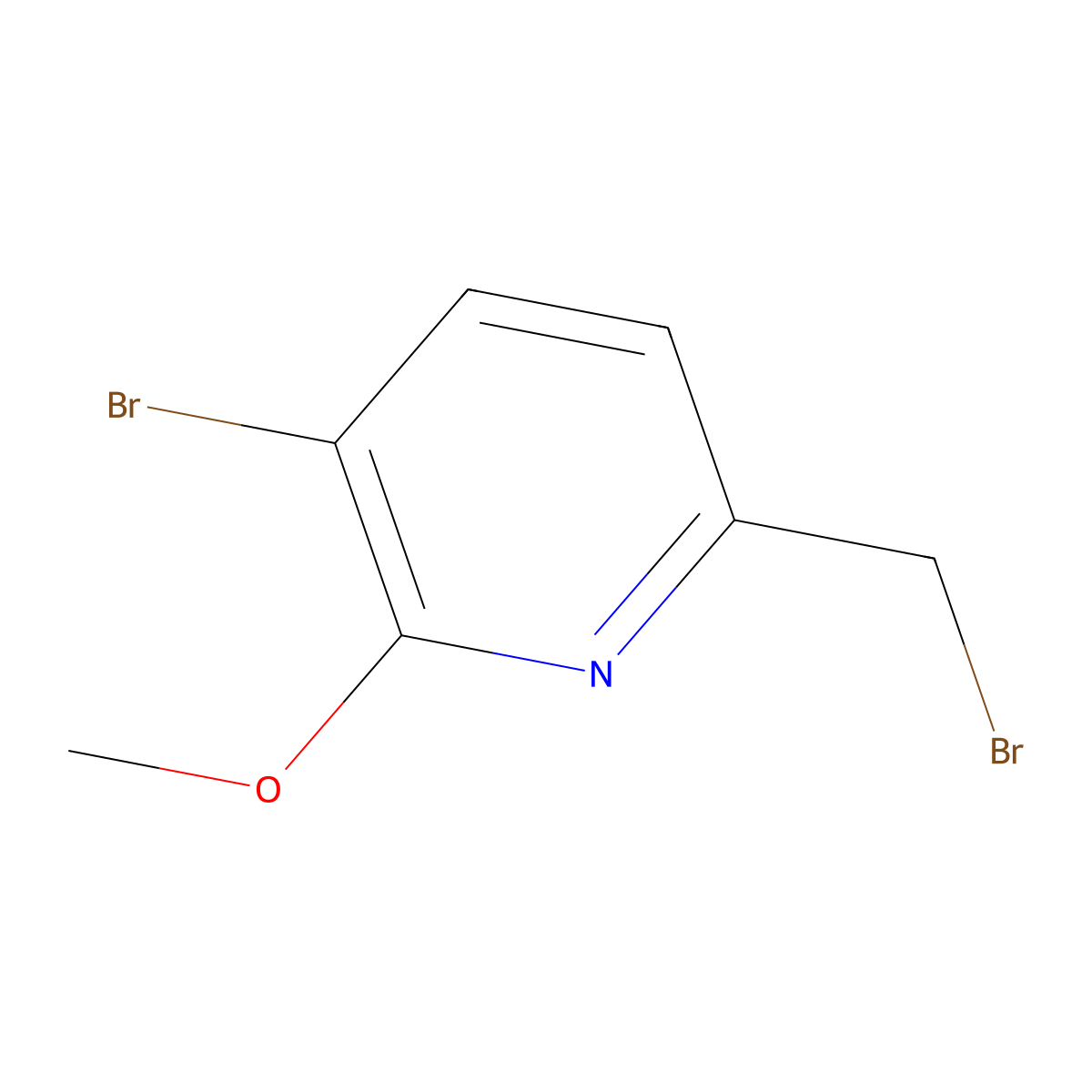 3-Bromo-6-(bromomethyl)-2-methoxypyridine molecular structure, CAS 1206775-55-4