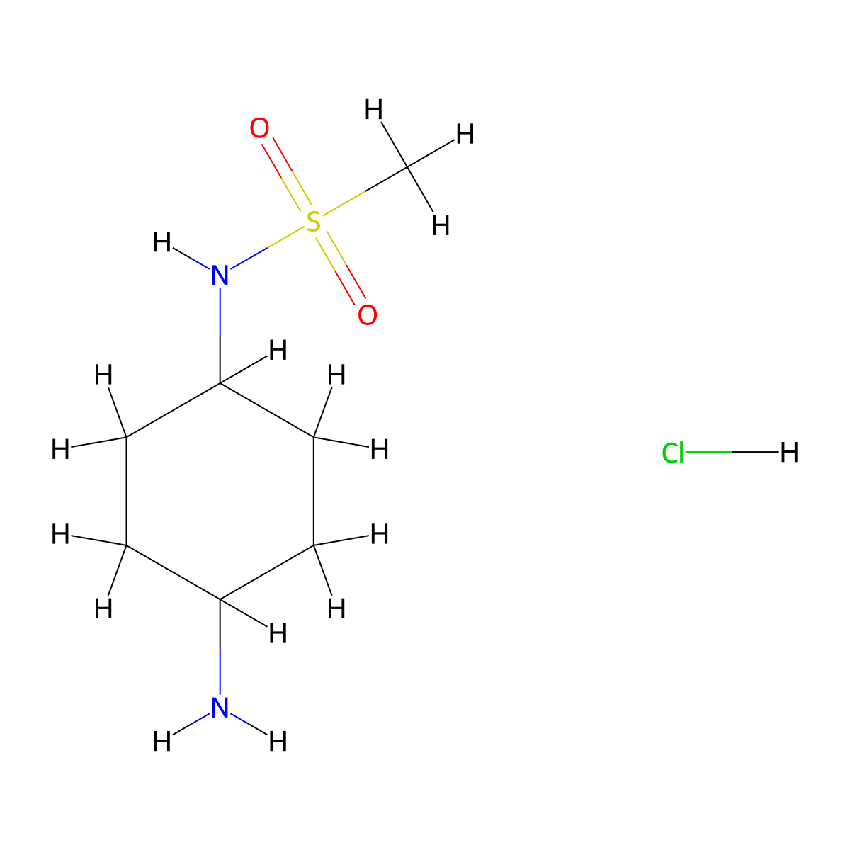 N-(4-aminocyclohexyl)methanesulfonamide hydrochloride molecular structure, CAS 1206776-00-2