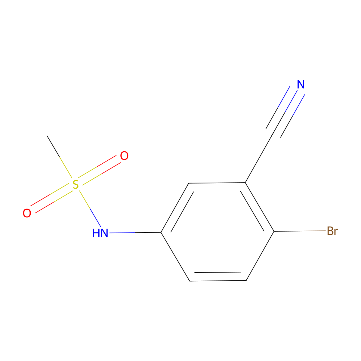 N-(4-bromo-3-cyanophenyl)methanesulfonamide molecular structure, CAS 1206776-43-3