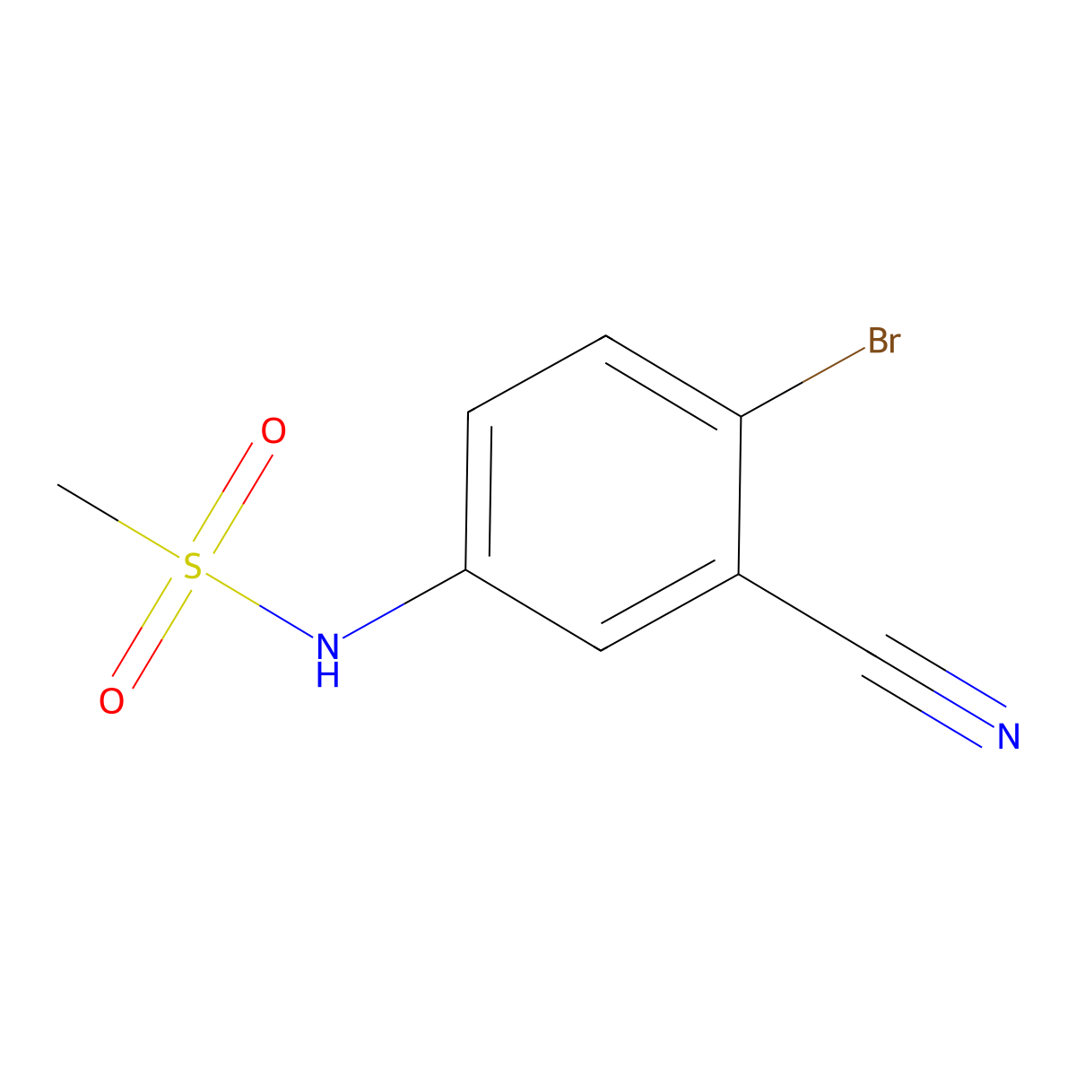 N-(4-bromo-3-cyanophenyl)methanesulfonamide molecular structure, CAS 1206776-43-3