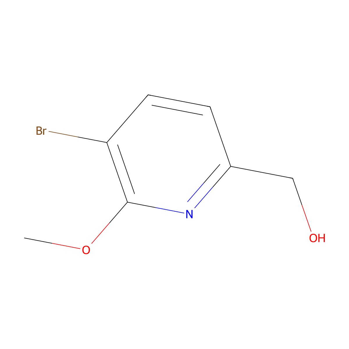 (5-Bromo-6-methoxypyridin-2-yl)methanol molecular structure, CAS 1206776-83-1