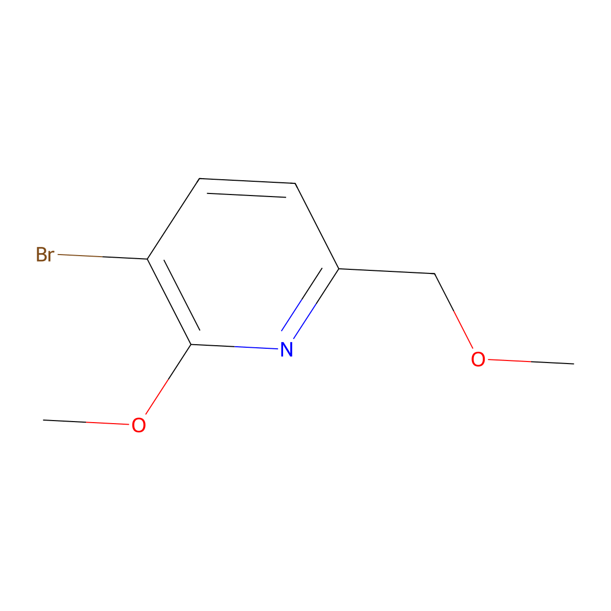 Pyridine, 3-bromo-2-methoxy-6-(methoxymethyl)- molecular structure, CAS 1206776-84-2