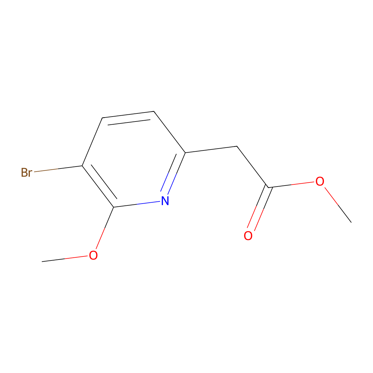 Methyl 2-(5-bromo-6-methoxypyridin-2-yl)acetate molecular structure, CAS 1206777-11-8
