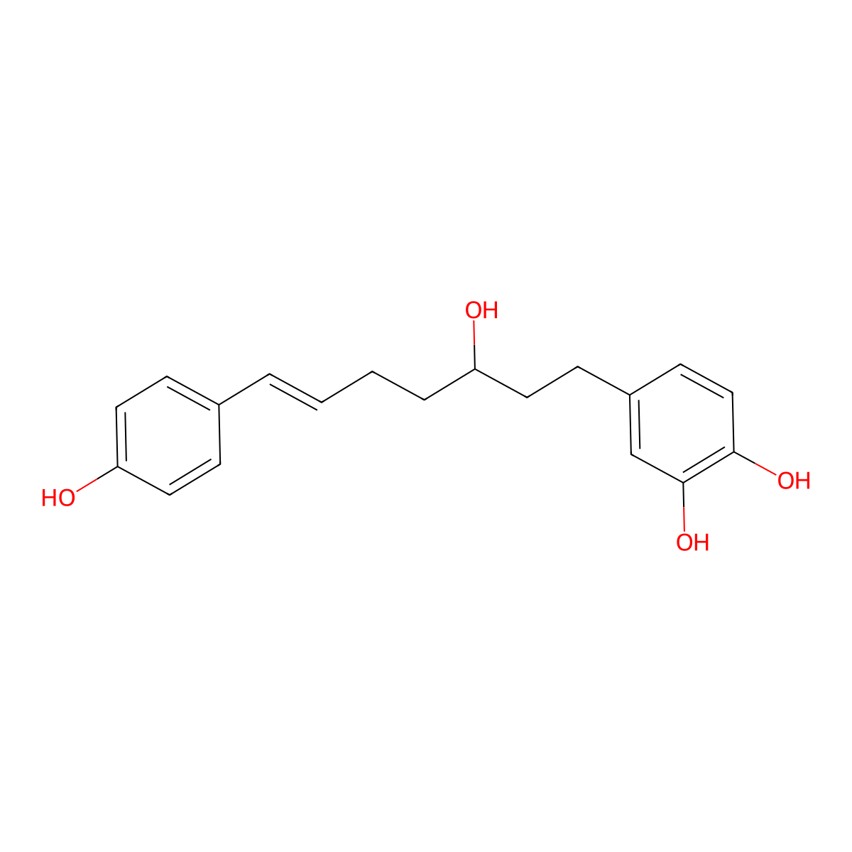 1-(3,4-dihydroxyphenyl)-7-(4-hydroxyphenyl)-(6E)-6-hepten-3-ol molecular structure, CAS 1206788-61-5
