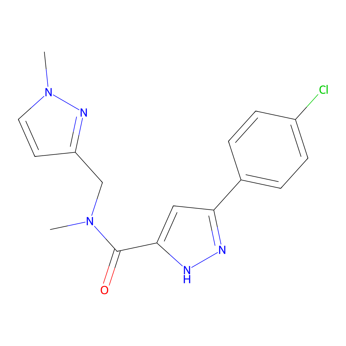 5-(4-chlorophenyl)-N-methyl-N-[(1-methyl-1H-pyrazol-3-yl)methyl]-1H-pyrazole-3-carboxamide molecular structure, CAS 1206792-52-0