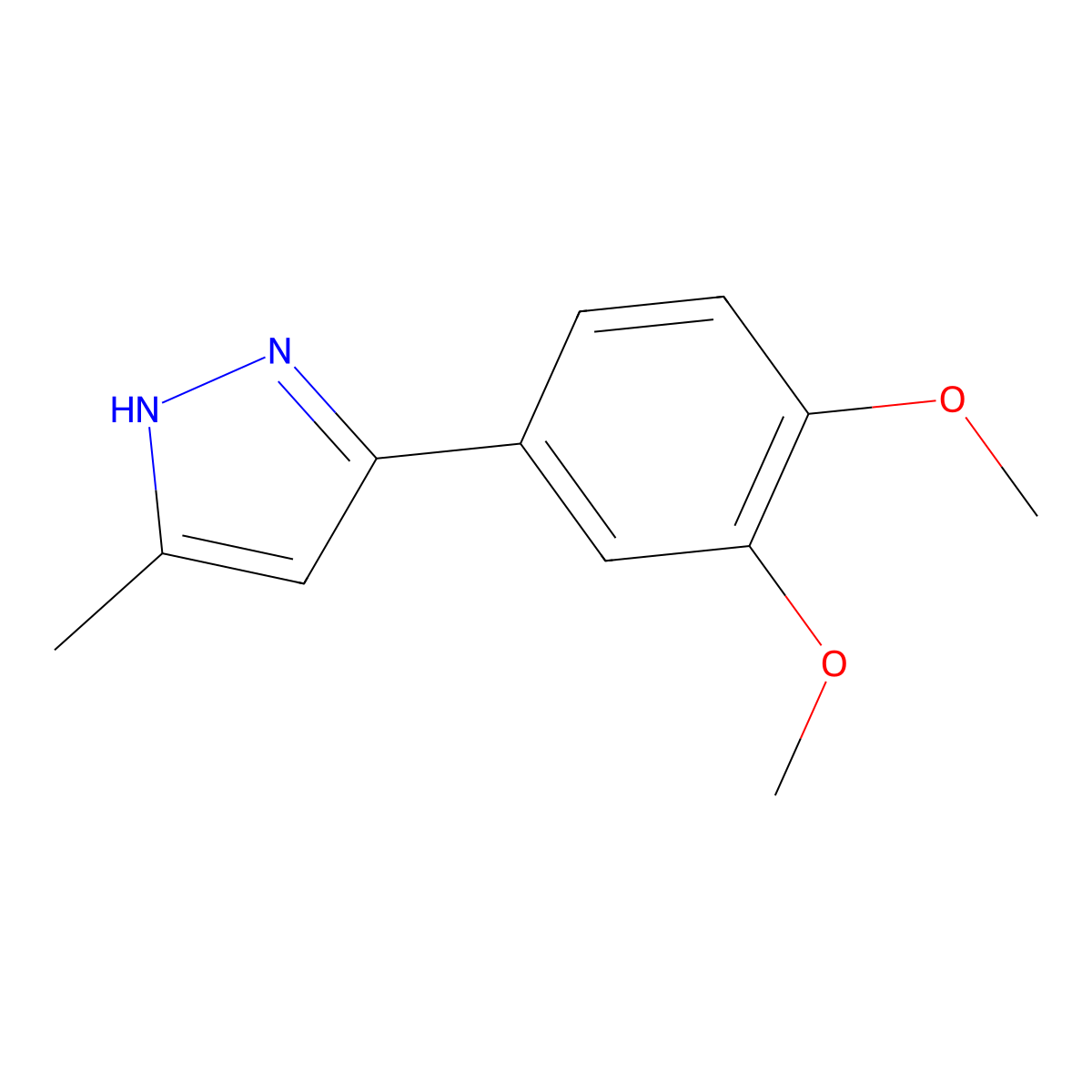 5-(3,4-dimethoxyphenyl)-3-methyl-1H-pyrazole molecular structure, CAS 1206793-02-3