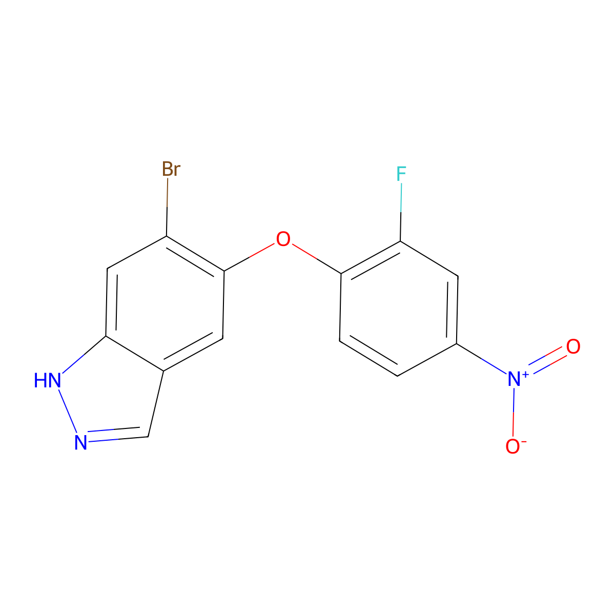 6-bromo-5-(2-fluoro-4-nitrophenoxy)-1H-indazole molecular structure, CAS 1206800-19-2