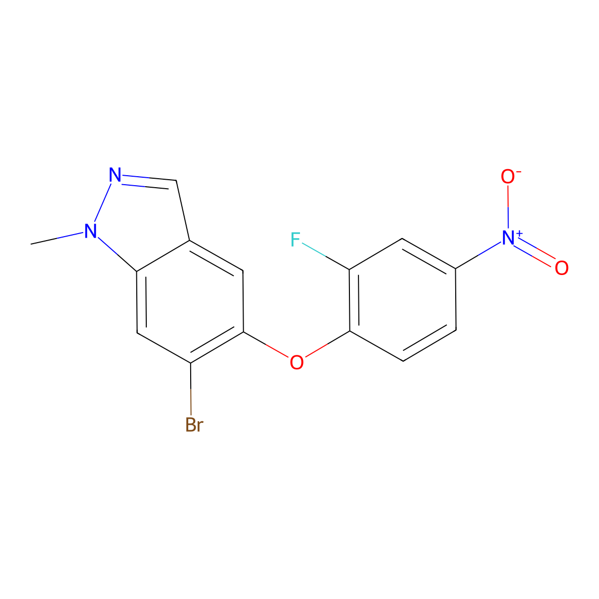 6-Bromo-5-(2-fluoro-4-nitrophenoxy)-1-methyl-1H-indazole molecular structure, CAS 1206800-24-9