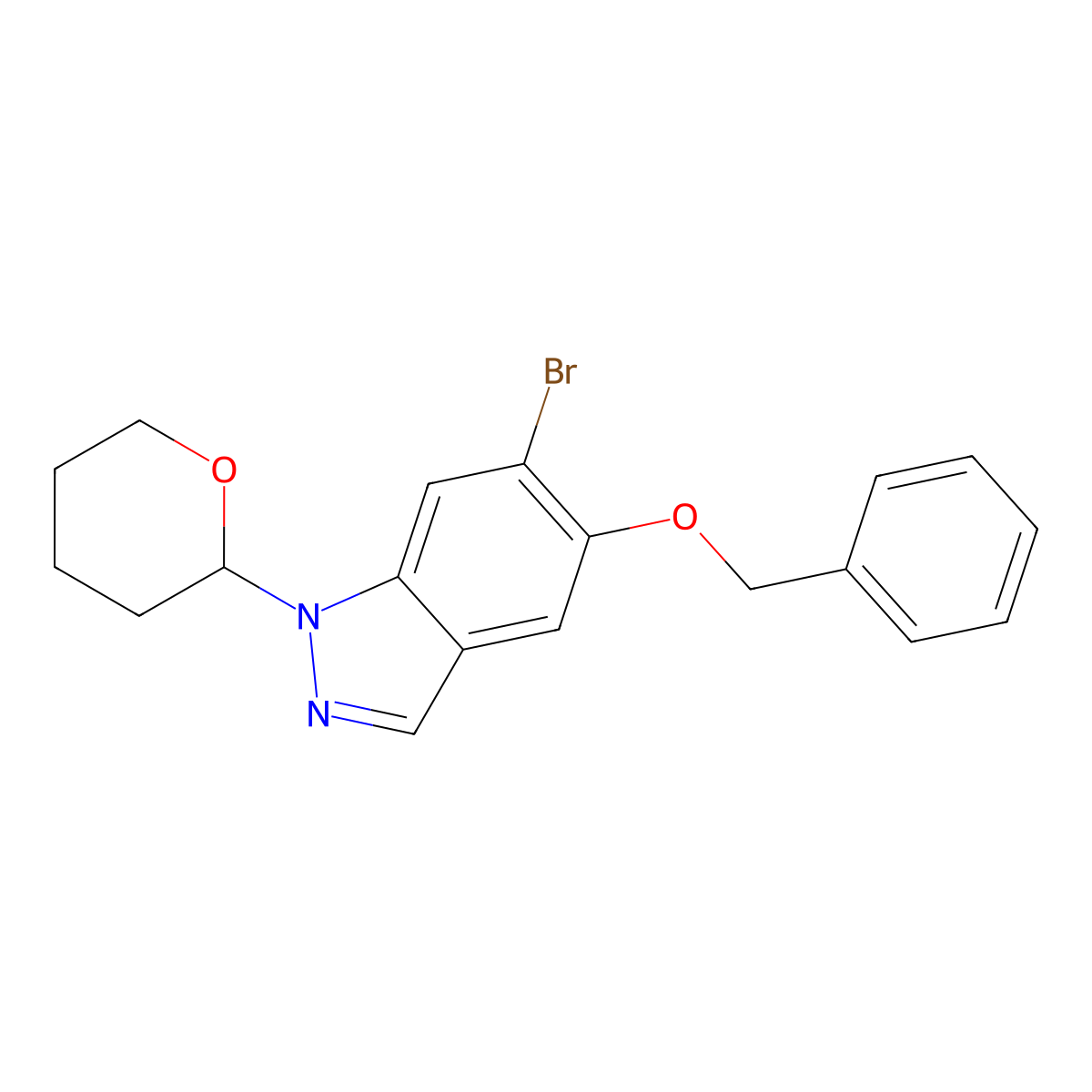 5-(Benzyloxy)-6-bromo-1-(tetrahydro-2H-pyran-2-yl)-1H-indazole molecular structure, CAS 1206800-87-4