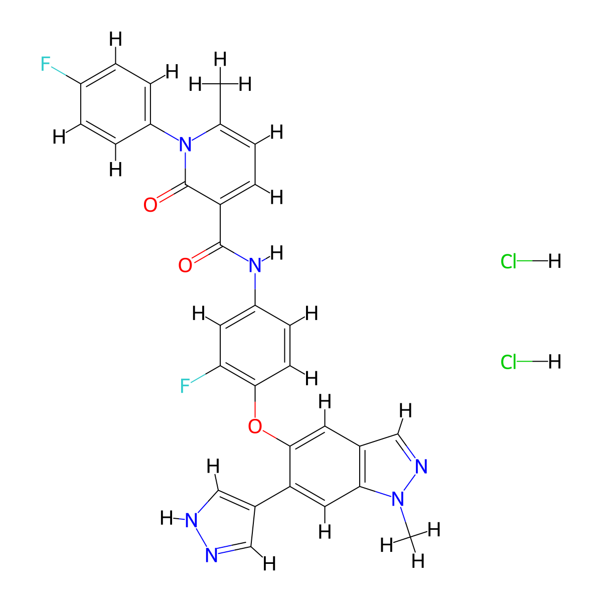 Merestinib dihydrochloride molecular structure, CAS 1206801-37-7