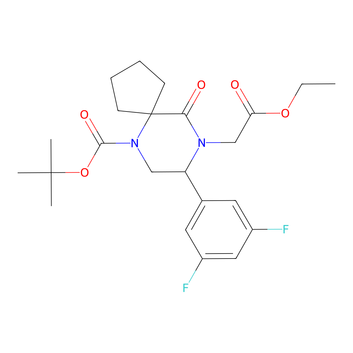 tert-Butyl 8-(3,5-difluorophenyl)-9-(2-ethoxy-2-oxoethyl)-10-oxo-6,9-diazaspiro[4.5]decane-6-carboxylate molecular structure, CAS 1206821-43-3